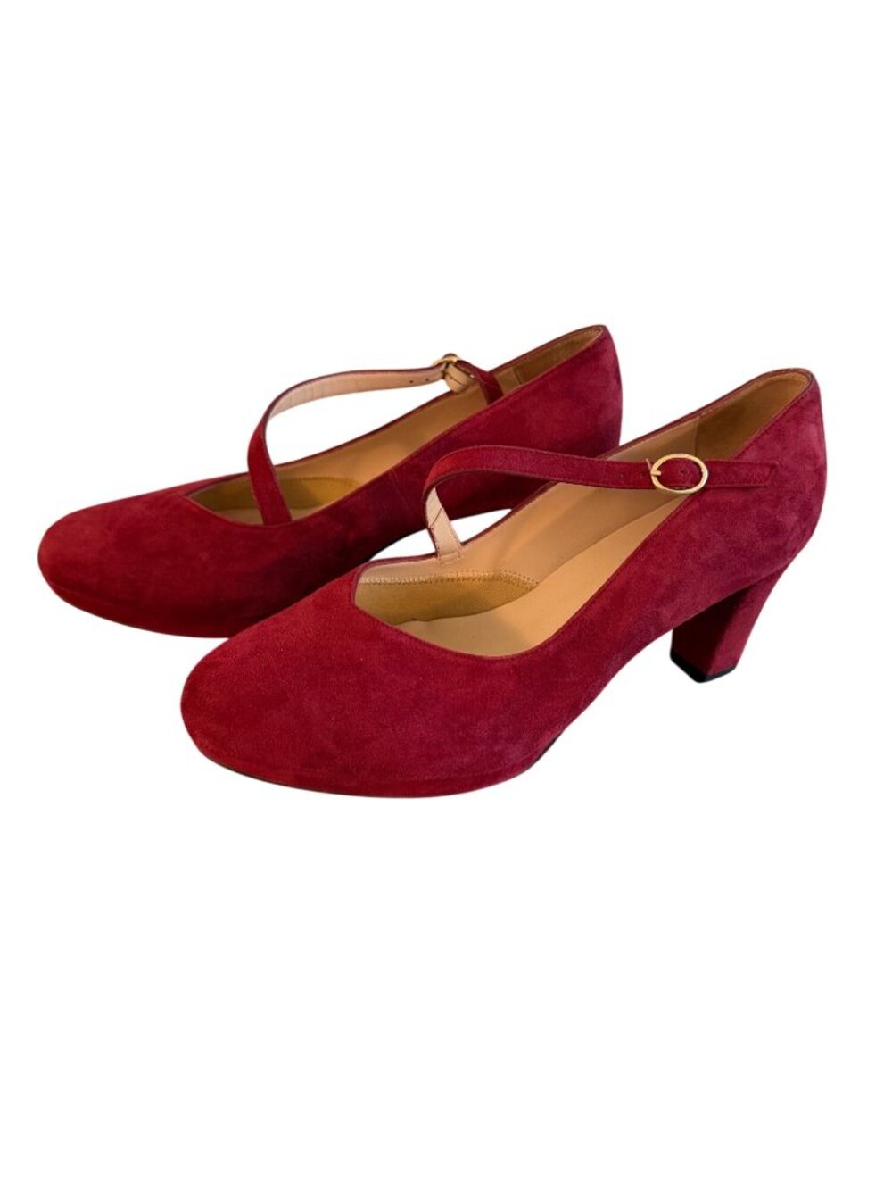 Sargasso & Grey Clare Womens Wide Fit Mary Jane Heels Size US 10.5 Red Suede
